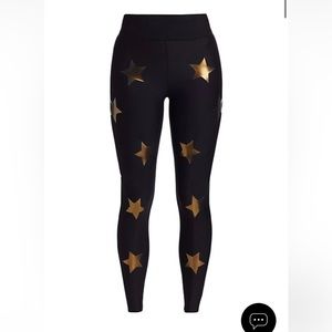 Ultracor olive green workout leggings with golden stars